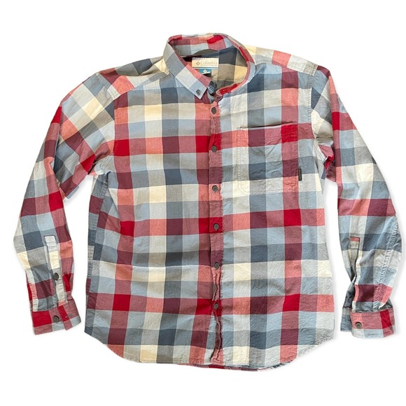 Columbia Other - Columbia Out and Back I Long Sleeve Button Down Red Blue Mens Shirt Large
